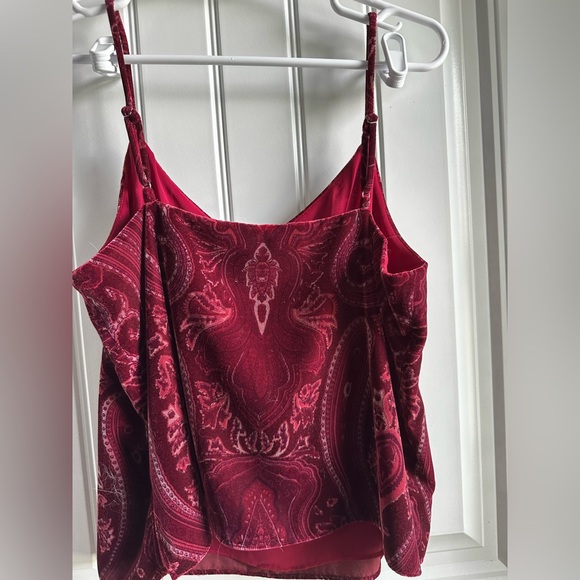 Faux Velvet Maroon Paisley Camisole Tank Top - Picture 2 of 5